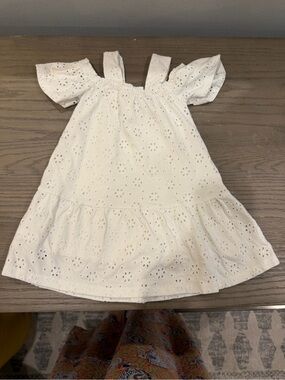 Zara White Eyelet Cold-Shoulder Dress
